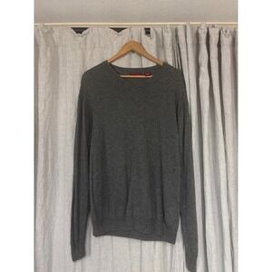 American Blue V-Neck Sweater Mens Large Gray Excellent Silk Cashmere Blend Knit